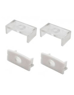 Kit de 2 tapas y 2 clips para perfil de aluminio, PER-01-2m. Negro