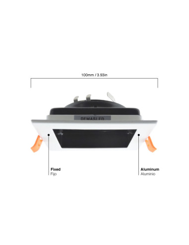 Spot Móvil Blanco Metálico 10x10cm Corte 9x9cm para Bombilla GU10
