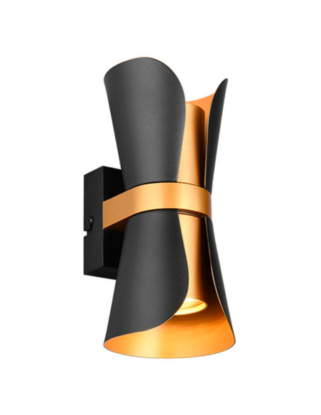 Aplique decorativo en metal negro y oro mate COAT para 2 GU10 (no incluidas)