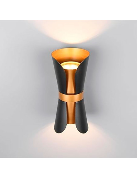 Aplique decorativo en metal negro y oro mate COAT para 2 GU10 (no incluidas)