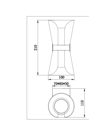 Aplique decorativo en metal negro y oro mate COAT para 2 GU10 (no incluidas)
