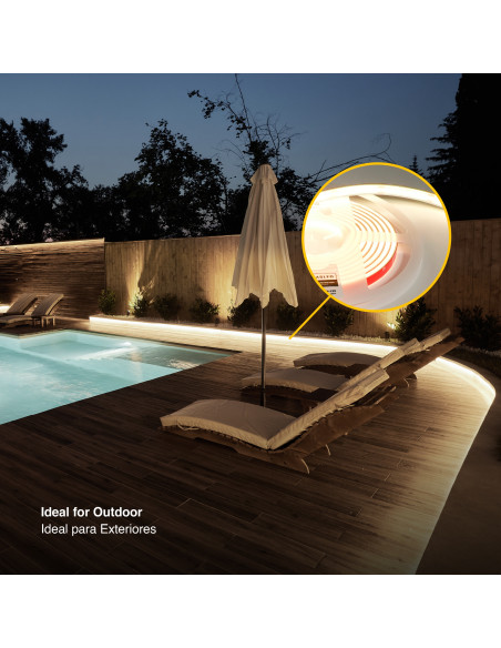 Tira LED COB 12V 11W/m 1012lm/m 480 LEDs/m 8mm IP68, 5m