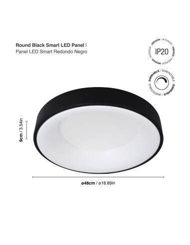 Panel LED Smart Redondo 48x48x9cm 48W 210mA CCT, de Aplicar