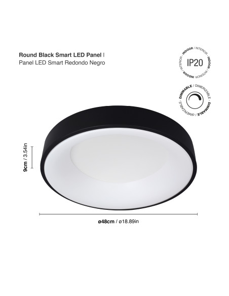 Panel LED Smart Redondo 48x48x9cm 48W 210mA CCT, de Aplicar