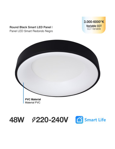 Panel LED Smart Redondo 48x48x9cm 48W 210mA CCT, de Aplicar