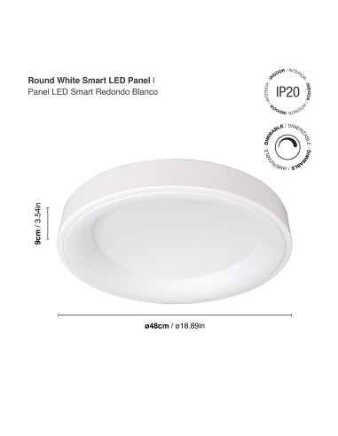 Panel LED Smart Redondo 48x48x9cm 48W 210mA CCT, de Aplicar
