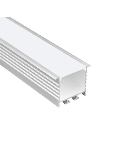 Perfil de Aluminio Linear 35x35mm Anodizado, Cover Opal Blanco x2m