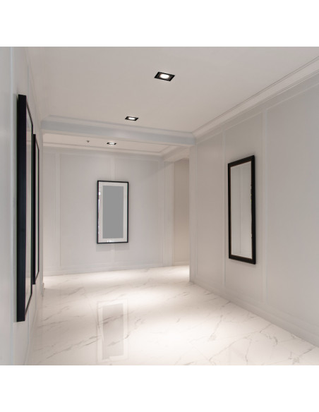 Spot Móvil Blanco Metálico 10x10cm Corte 9x9cm para Bombilla GU10