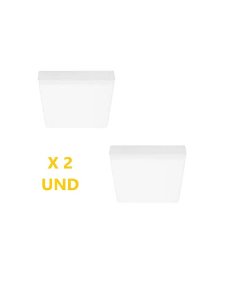 Pack por 2 und Foco LED Plafón cuadrado FRAMELESS de 17x17cm 22W 1870lm Neutro, Aplicar