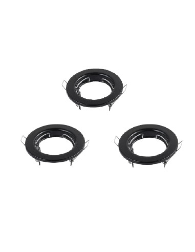 Pack 3 und Aro Foco empotrado Fijo Negro 8cm Lampara GU10 y MR16