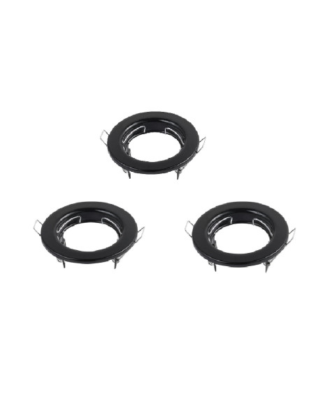 Pack 3 und Aro Foco empotrado Fijo Negro 8cm Lampara GU10 y MR16