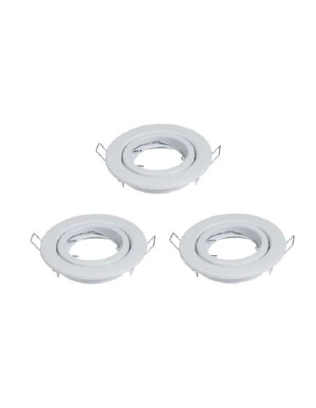 Pack 3 und Aro Foco empotrado Movil blanco 9cm Lampara GU10 y MR16
