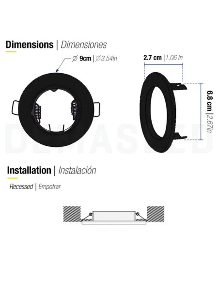 Pack 5 und Foco empotrado Movil blanco 9cm Lampara GU10 y MR16