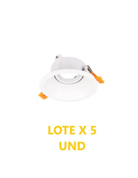 Pack de 5 und de Aro downlight Móvil 9cm Corte 7.5cm para Bombillas GU10 - Blanco