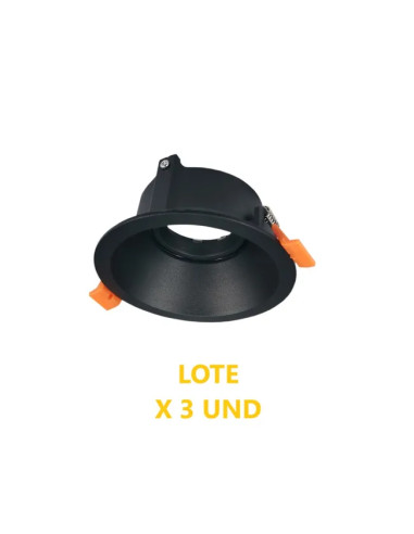 Pack de 3 und de Aro downlight Móvil 9cm Corte 7.5cm para Bombillas GU10 - Negro
