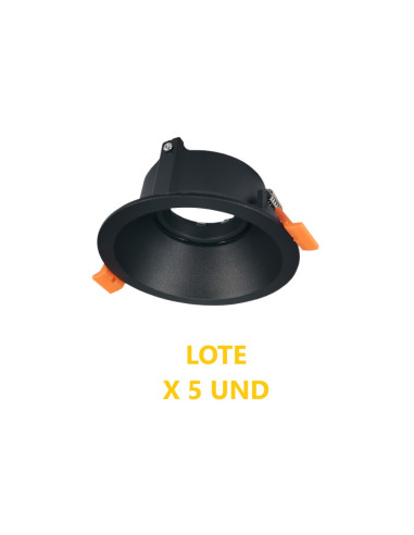 Pack de 5 und de Aro Spot downling Móvil 9cm Corte 7.5cm para Bombillas GU10 - Negro
