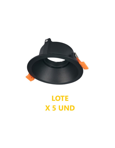 Pack de 5 und de Aro Spot downling Móvil 9cm Corte 7.5cm para Bombillas GU10 - Negro