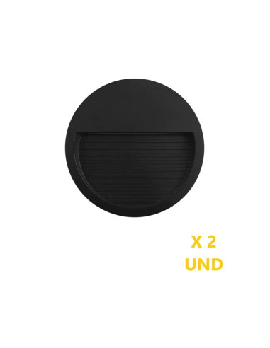 Pack de 2 und Aplique de Pared Exterior WALL ROUND LED 6W Blanco Neutro 12cm 220-240V