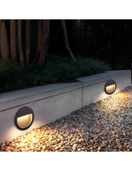 Pack de 2 und Aplique de Pared Exterior WALL ROUND LED 6W Blanco Neutro 12cm 220-240V
