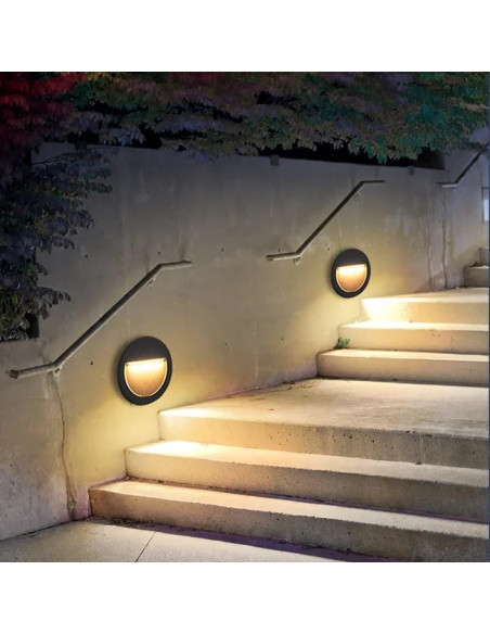 Pack de 2 und Aplique de Pared Exterior WALL ROUND LED 6W Blanco Neutro 12cm 220-240V