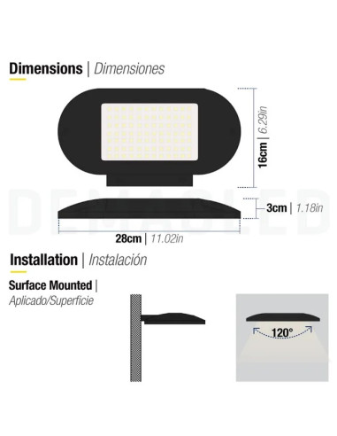 Pack de 2 und Aplique Exterior LED Unidireccional 10W Blanco Neutro 850lm 220V