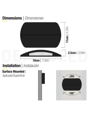 Pack de 2 und Aplique Exterior LED Bidireccional 10W Blanco Neutro 85-265V
