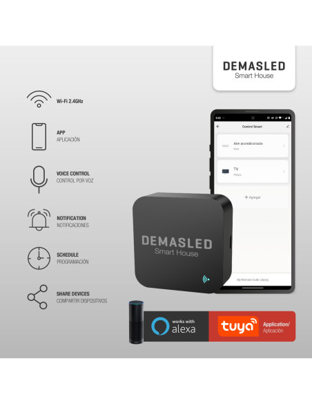 Pack de 2 und Control Remoto WiFi Infrarrojos Inteligente Para TV, Aire acondicionado APP Alexa, Google Home - Negro