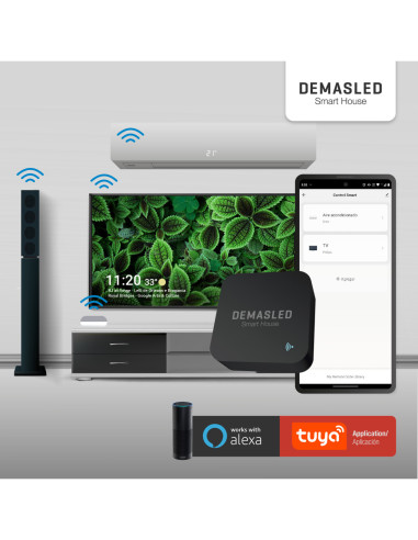 Pack de 2 und Control Remoto WiFi Infrarrojos Inteligente Para TV, Aire acondicionado APP Alexa, Google Home - Negro