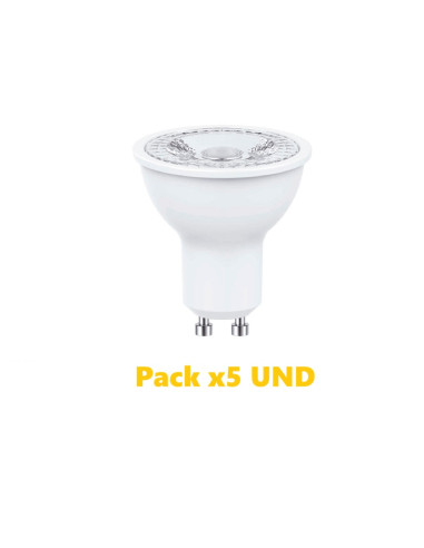 Pack de 5 und Dicroica LED, 8W, 800lm, GU10, 38°, Blanco Neutro, 4500K, 220V