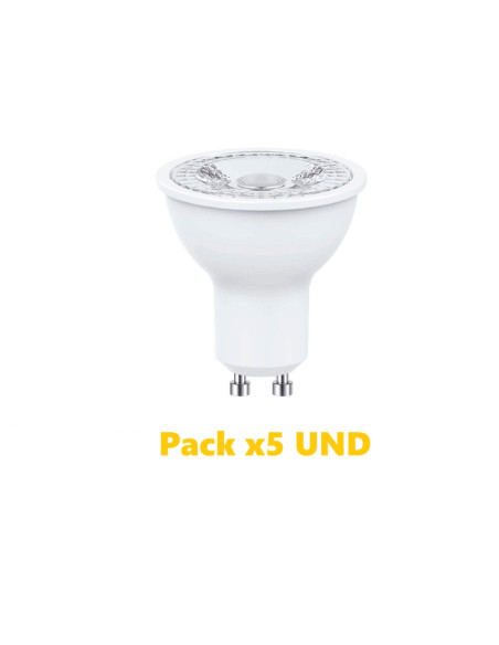 Pack de 5 und Dicroica LED, 8W, 800lm, GU10, 38°, Blanco Neutro, 4500K, 220V