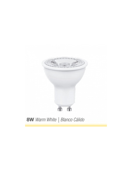 Pack de 5 und Dicroica LED, 8W, 800lm, GU10, 38°, Blanco Cálido, 3000K, 220V
