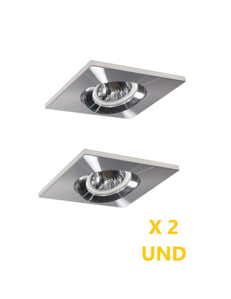 Pack de 2 und Aro Foco orientable Empotrable cuadrado grafito Cromo 98x98mm