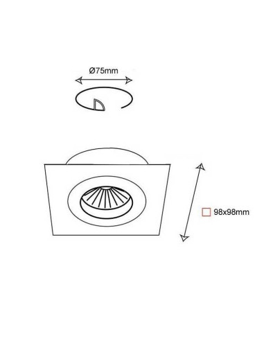 Pack de 2 und Aro Foco orientable Empotrable cuadrado grafito Cromo 98x98mm