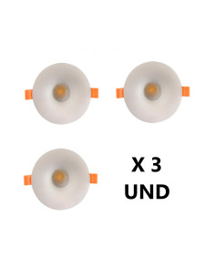 Pack de 3 und Foco Aro Redondo empotrar Blanco 11cm Corte 7,5cm para GU10 - Blanco