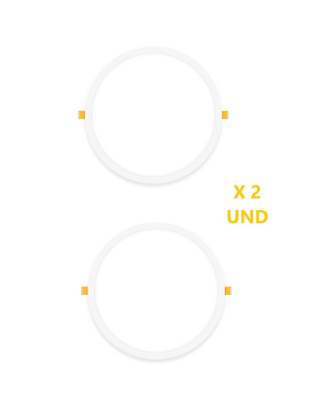 Pack de 2 und Foco LED Downlight plafon redondo blanco de 14cm, 9W 630lm Cálido, de empotrar