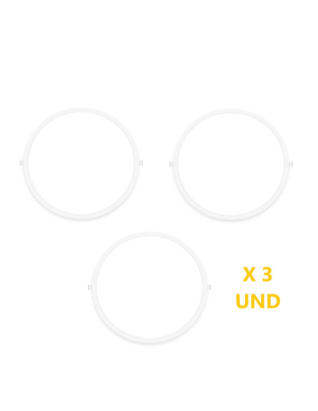 Pack de 3 und Foco LED Downlight Plafon redondo blanco de 14cm, 9W 630lm Cálido, de empotrar