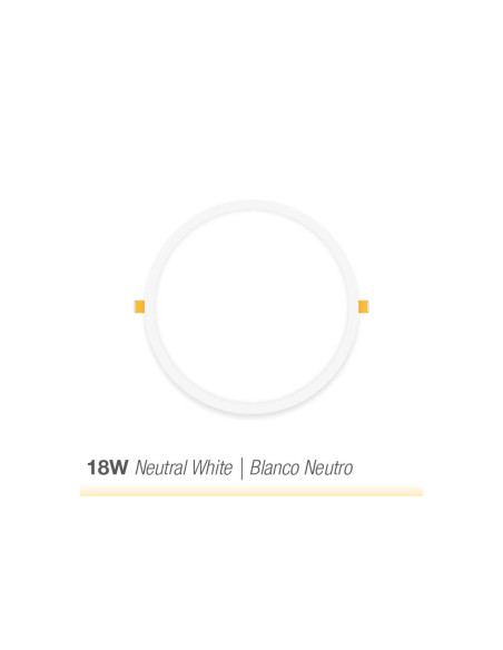 Pack 2 Foco LED Downlight panel empotrados redondo blanco de 22cm, 18W 1500lm - Blanco - 4000K Blanco Neutro
