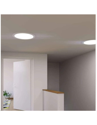Pack 2 Foco LED Downlight panel empotrados redondo blanco de 22cm, 18W 1500lm - Blanco - 4000K Blanco Neutro