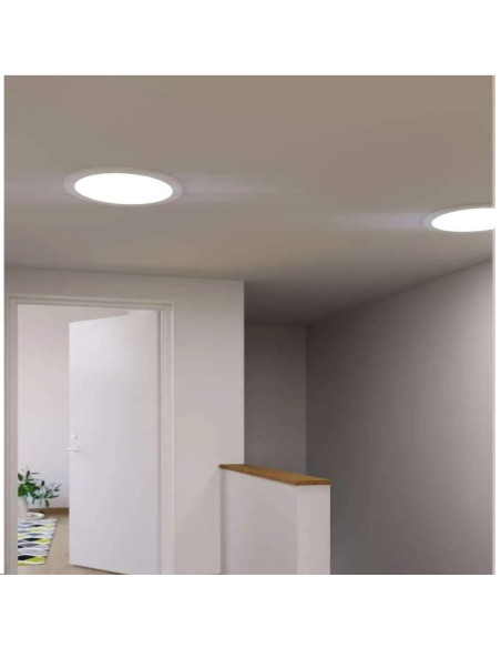 Pack 2 Foco LED Downlight panel empotrados redondo blanco de 22cm, 18W 1500lm - Blanco - 4000K Blanco Neutro