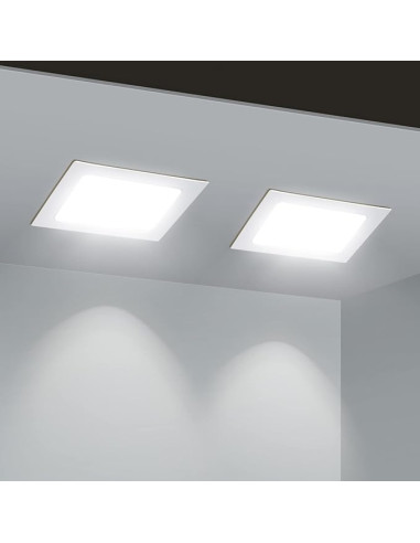 Pack por 2 und Foco LED Downlight Plafón cuadrado blanco 22x22cm 18W 1440lm Frío, empotrar