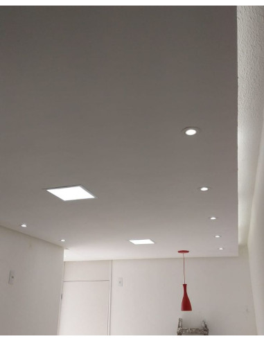 Pack por 3 und Foco LED Downlight Plafón cuadrado Blanco Frío Empotrado blanco 22x22cm 18W 1440lm