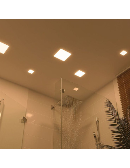 Pack por 3 und Foco LED Downlight Plafón cuadrado blanco 22x22cm 18W 1440lm Cálido, empotrar
