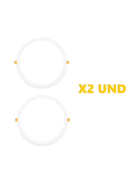 Pack de 2 und Foco LED Downlight Plafon Redondo Blanco de 30cm, 24W 1920lm Cálido, de empotrar