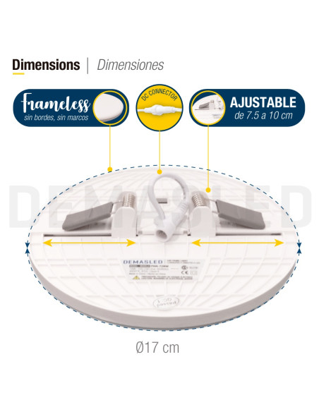 Pack por 3 und Foco LED Downlight Plafon redondo AJUSTABLE de 17cm 18W 1620lm Cálido, Empotrar