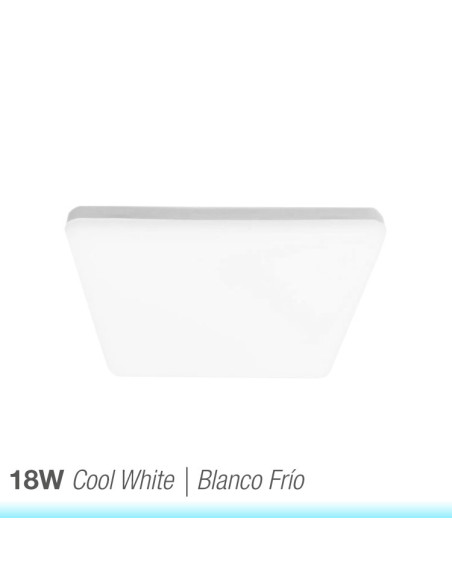 Pack por 2 und Foco LED Downlight Plafón cuadrado AJUSTABLE 17x17cm 18W 1620lm Cálido, Empotrar