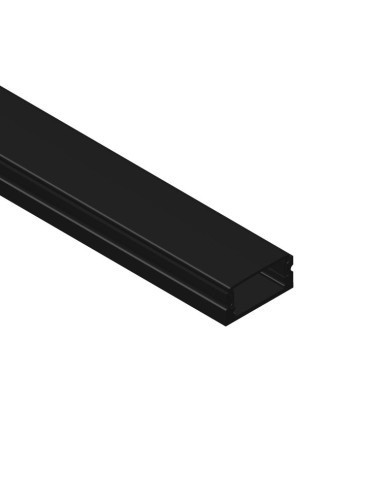 Pack de 4 und de Perfil de aluminio LED FLAT Negro 17x7mm, Black Cover Opal, 1m - Negro