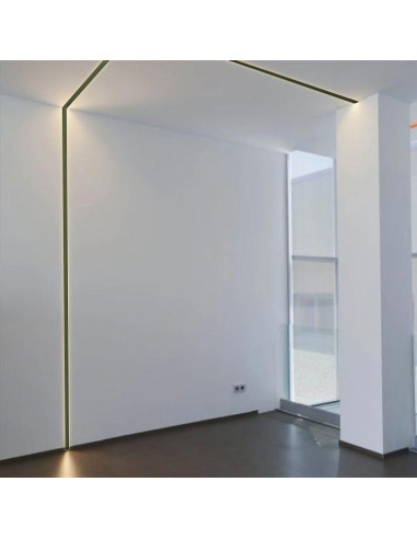 Pack de 4 und de Perfil de aluminio LED FLAT Negro 17x7mm, Black Cover Opal, 1m - Negro