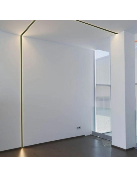 Pack de 4 und de Perfil de aluminio LED FLAT Negro 17x7mm, Black Cover Opal, 1m - Negro