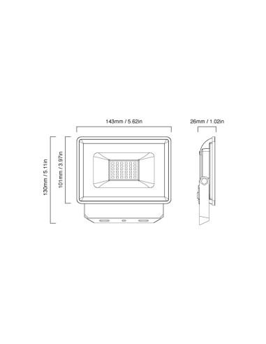 Pack de 2 und Proyector Exterior LED IP65, 30W 2.250lm Blanco Frio, 220V