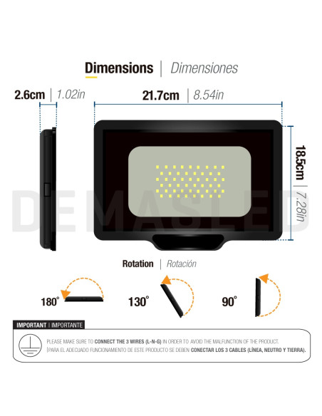 Pack x 2 und Proyector Exterior LED para 50W 4250lm Blanco Frio 6500K, 220V